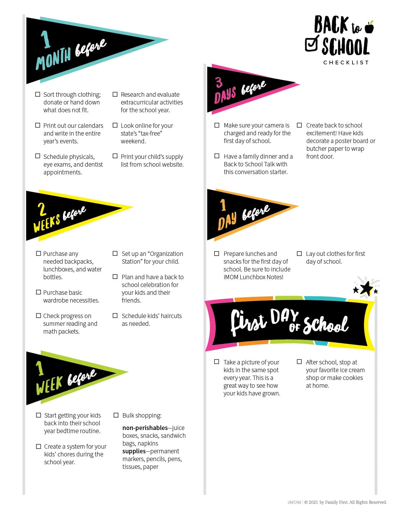 back to school checklist