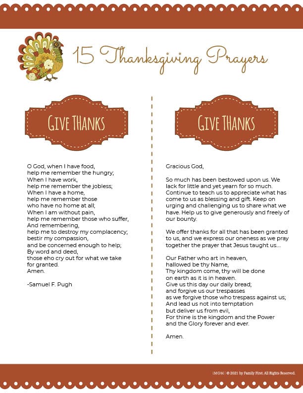 thanksgiving prayers