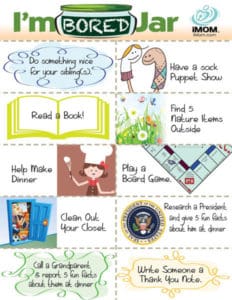spring activities for kids I'm bored jar